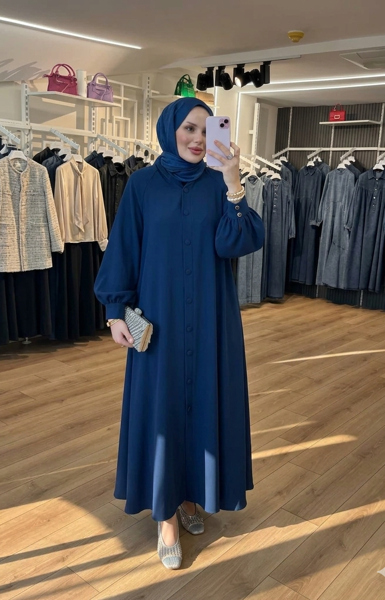 روب بلمسة عصرية وتصميم الأزرار الكاملة