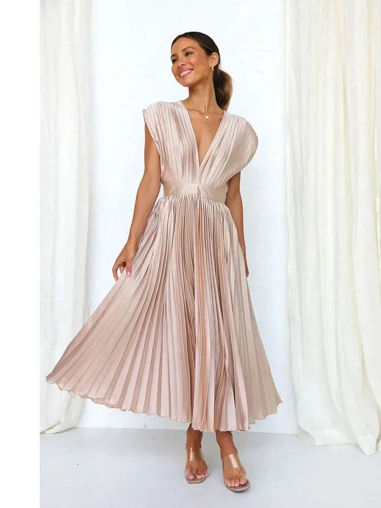 Robe longue plissée fluide