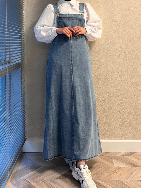Robe salopette en jean longue